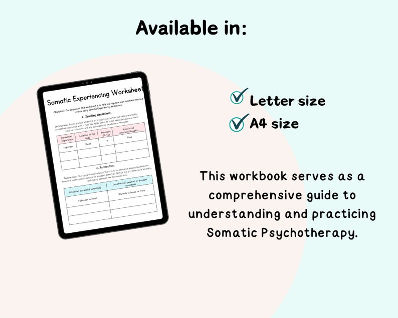 Somatic Psychotherapy Workbook, Somatic therapy worksheets, felt senses, somatic experiencing, sensory awareness, exercises somatic healing image 9