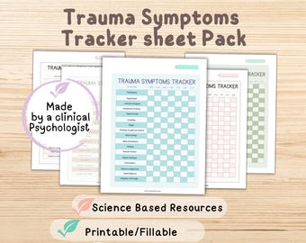 Trauma Symptom Tracker | PTSD & Complex Trauma Therapy Worksheet |trau Mental Health Tracking Tool (Printable/Digital)
