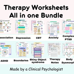 Therapy worksheets bundle therapy prints workbooks therapy activities notes therapy journal forms therapy teens questions therapy print