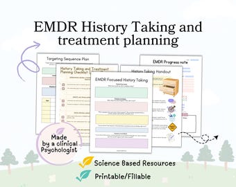 EMDR history taking sheet, EMDR history taking and treatment plan, intake forms EMDR client information, resources emdr handouts for clients