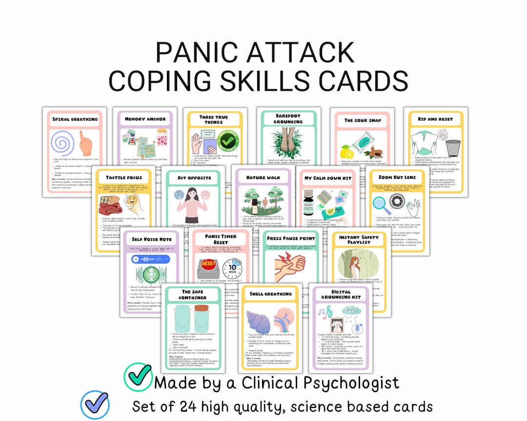 Panic Attack Coping Skills Cards, Panic Attack Worksheets, Panic Attack ...