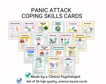 Panic attack coping skills cards, panic attack worksheets, panic attack relief, panic attack tool kit panic attack log, panic attack tools