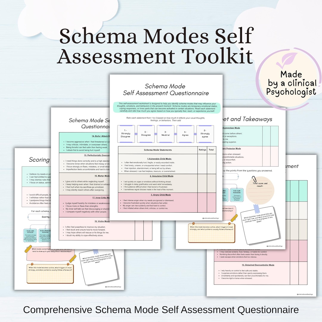 Schema Therapy Self Assessment Toolkit, Printable and Fillable Schema ...