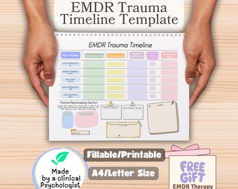 EMDR trauma timeline template and cue sheet, EMDR therapy worksheets (Bonus gift: EMDR therapy consent form)