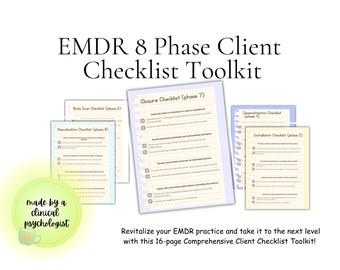 EMDR Client checklist toolkit, EMDR worksheets, EMDR scripts, emdr handouts for clients, emdr resources, emdr templates, emdr workbook