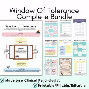 Window of tolerance worksheets bundle emotional regulation nervous system window of tolerance bundle fillable and printable