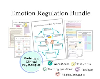 Emotion regulation worksheets, DBT emotion regulation bundle, DBT worksheets, please skill, vitals skill, behavior chain analysis, ABC skill