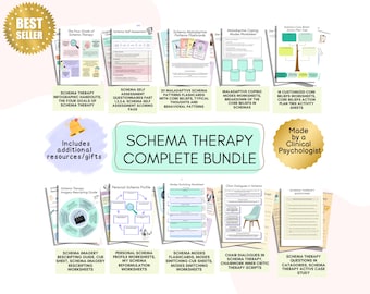 Schema therapy bundle, Schema therapy worksheets, schema therapy cards, maladaptive schemas, schema therapy questions Schema modes flashcard