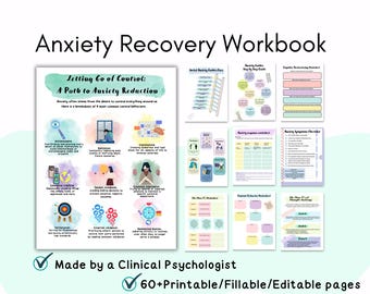 Anxiety Workbook, CBT Worksheets and Exposure Hierarchy Tools for Anxiety