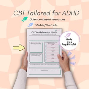 CBT for ADHD, cognitive behavioral therapy for ADHD Cbt worksheet for Adhd, tools Adhd worksheets, adhd for adults, therapy adhd resources