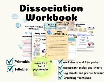 Dissociation worksheets workbook dissociation therapy journal dissociation printable and fillable dissociative identity disorder