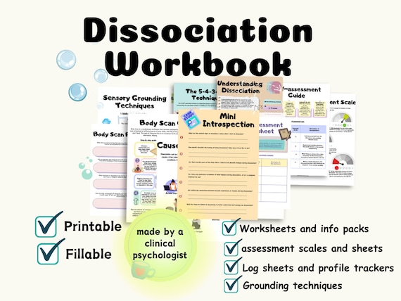 Dissociation worksheets workbook dissociation therapy journal dissociation printable and fillable dissociative identity disorder