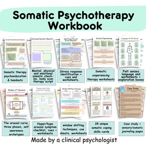 Somatic Psychotherapy Workbook, Somatic therapy worksheets, felt senses, somatic experiencing, sensory awareness, exercises somatic healing