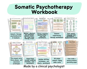Somatic Psychotherapy Workbook, Somatic therapy worksheets, felt senses, somatic experiencing, sensory awareness, exercises somatic healing