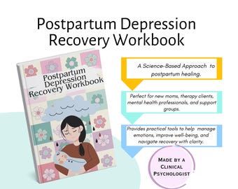 Postpartum recovery, postpartum depression workbook, postpartum ebook, postpartum recovery kits, postpartum assessment, postpartum education