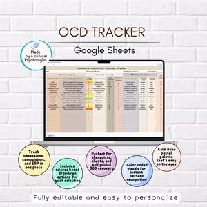 OCD Tracker Google Sheets, Obsessive Compulsive Disorder Worksheets ERP