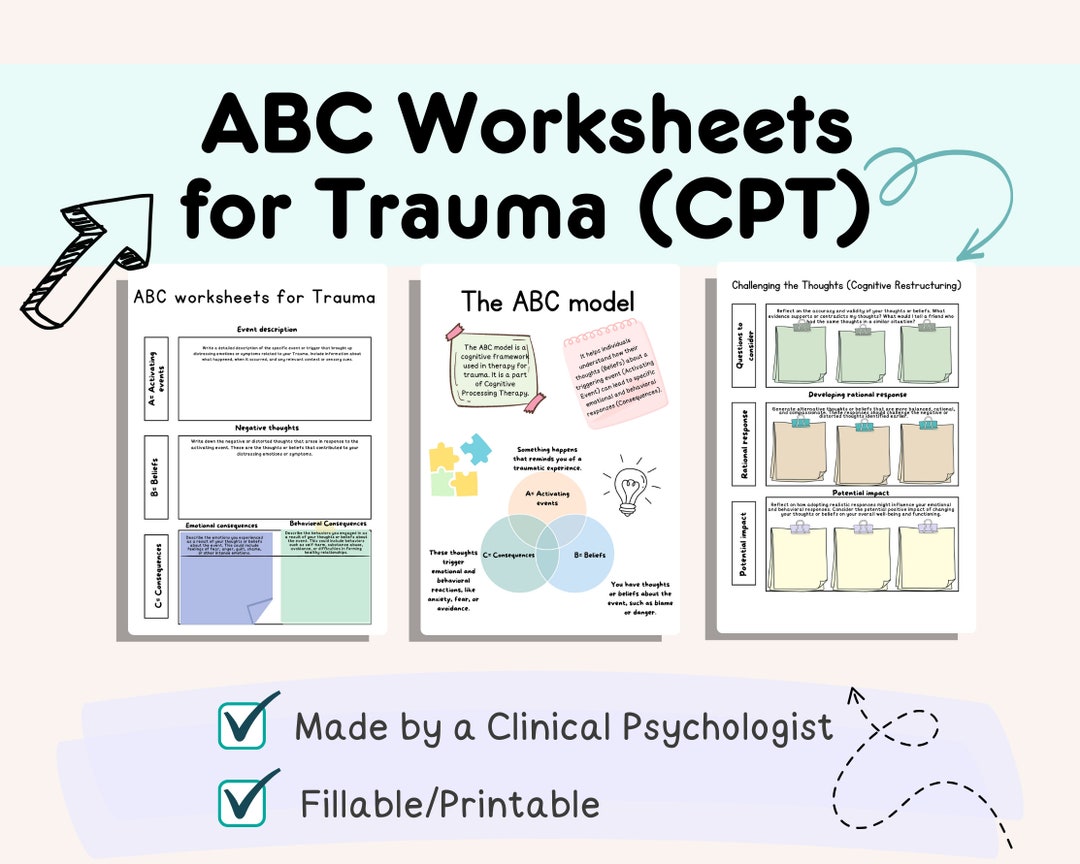CPT Worksheet, ABC Worksheet Trauma, Cognitive Processing Therapy, CPT