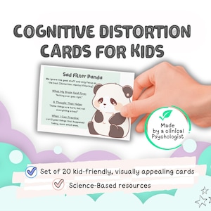 Cognitive distortion cards for kids CBT cards activities cognitive distortion reframe bugs cognitive distortion worksheet tools CBT cards
