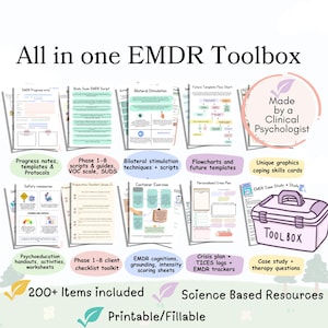 EMDR Therapy Bundle, EMDR Worksheets, Scripts, Resourcing Tools, Templates, Handouts, Trauma Processing Resources