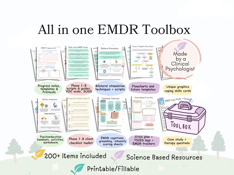 EMDR worksheets binder, handouts EMDR tools, forms EMDR explained easy, teens emdr workbooks, emdr cheat sheet, notes emdr intake forms pdf, Emdr mega bundle, eye movement desensitization and reprocessing therapy EMDR therapy EMDR trauma EMDR bilateral stimulation EMDR butterfly hug