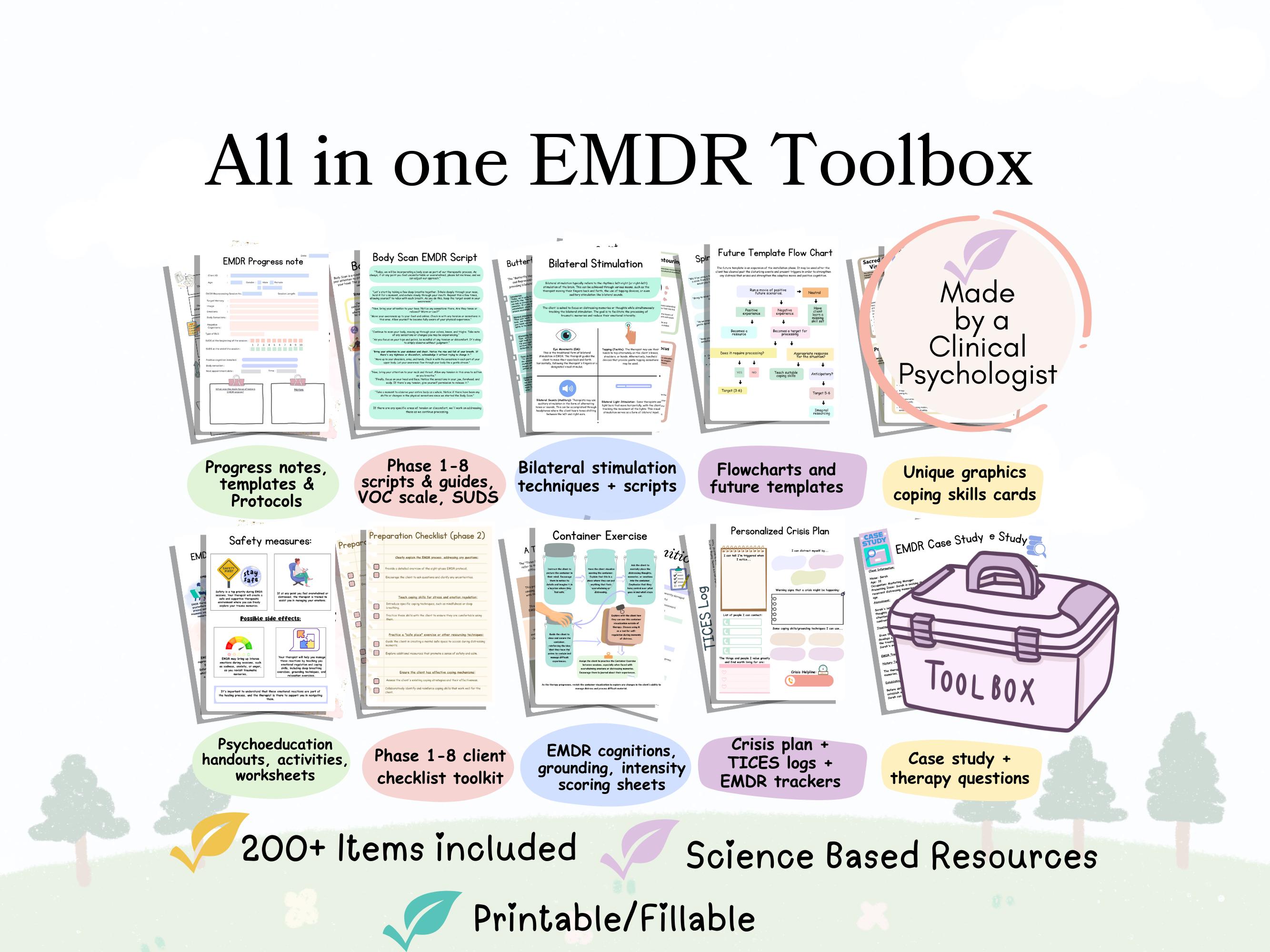 EMDR bundle, EMDR worksheets, EMDR templates, emdr tools, emdr scripts, emdr resourcing, emdr resources, emdr handouts, emdr resources