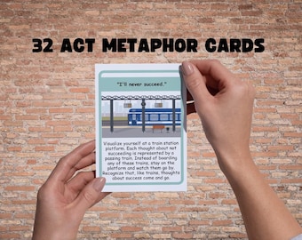 Acceptance and commitment therapy cards, ACT metaphor cards, ACT visualization cards, cognitive defusion cards, ACT flashcards Therapy cards