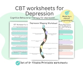 CBT for depression, depression worksheets, CBT worksheets for depression, cognitive behavioral therapy for depression, therapy worksheets