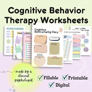 CBT worksheets, cognitive behavioral therapy worksheets, CBT worksheets pdf, cognitive distortion worksheets, the three C's worksheets