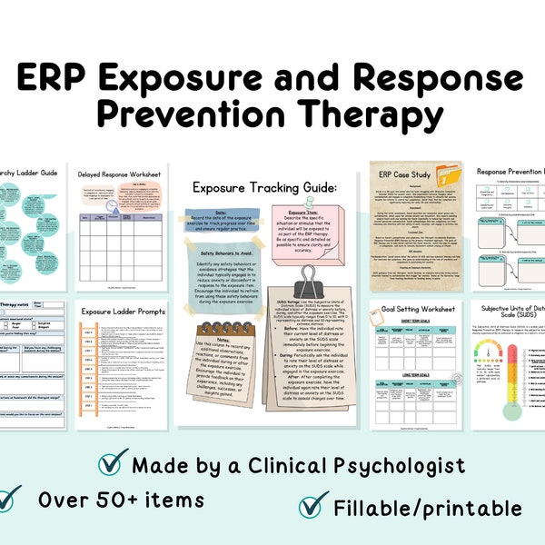 ERP Worksheets, Exposure and Response Prevention therapy, Exposure hierarchy, ERP and OCD, Exposure therapy, erp case study erp trackers
