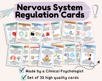Nervous System Regulation Cards, coping skills cards, autonomic nervous system, parasympathetic nervous system, sympathetic nervous system