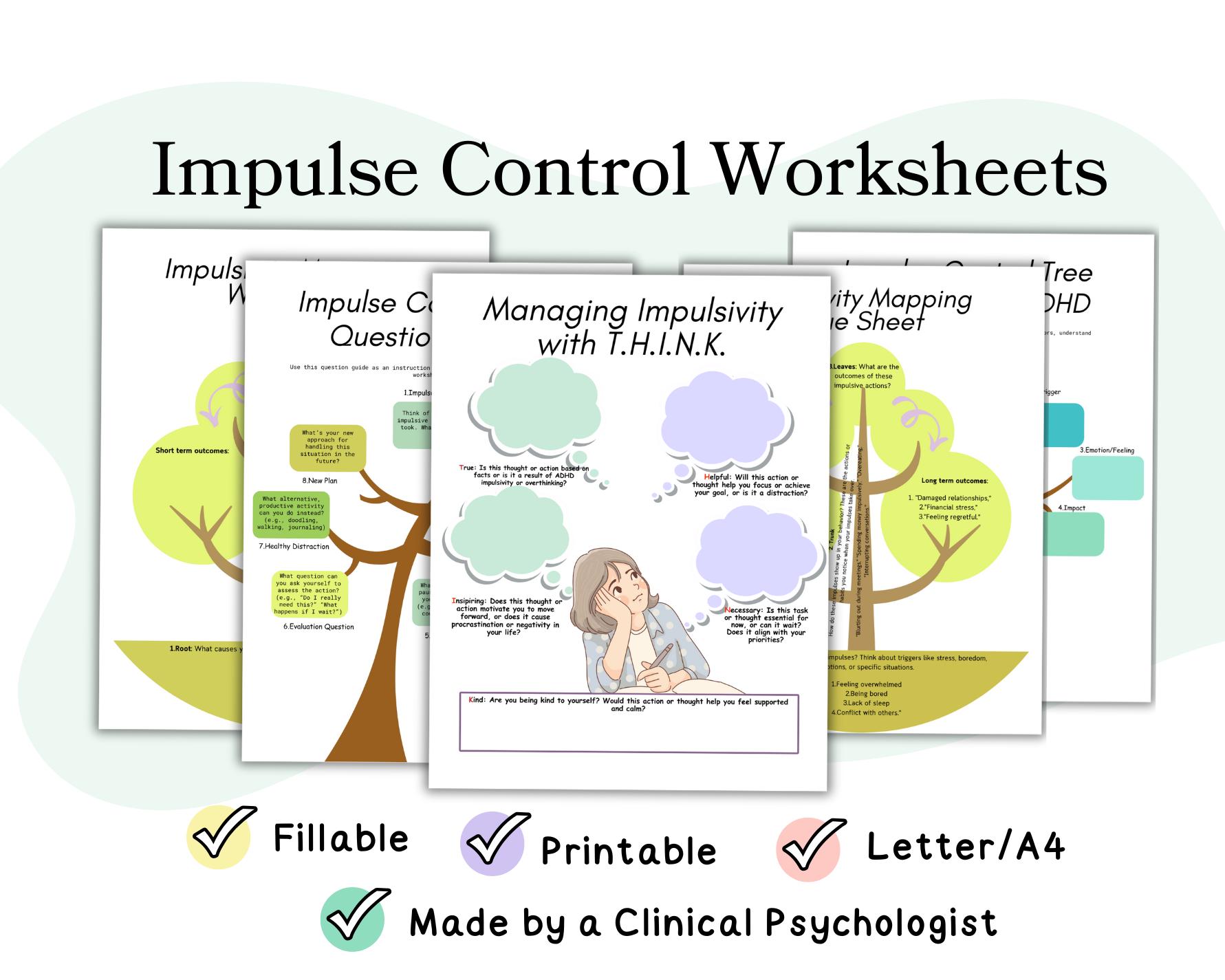 Impulse Control Worksheets, ADHD Therapy Worksheets, Impulse Buying ...