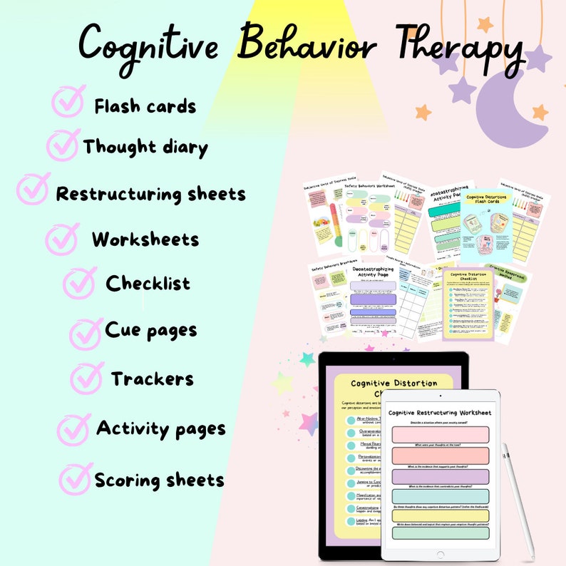 CBT Bundle Cognitive Behavior Therapy Worksheets for Adults CBT Coping ...