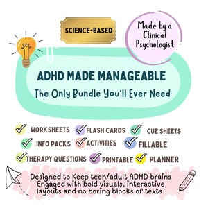 ADHD mega bundle ADHD worksheets for adults teens ADHD bundle template adhd worksheets toolbox adhd workbook women resources adhd toolkit