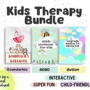 Kids Therapy Workbooks Bundle: ADHD, Autism, Boundaries (Printable)