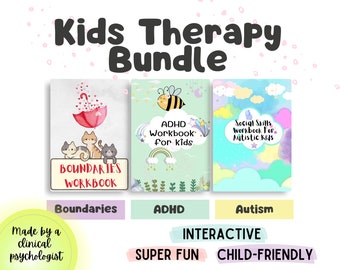 Kids therapy worksheets bundle mental health kids activity books printables kids workbook journal kids child therapy kids worksheet