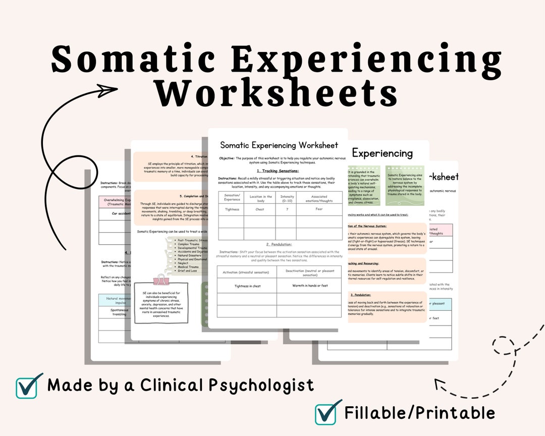 Somatic Experiencing Worksheets Somatic Therapy Somatic Psychotherapy