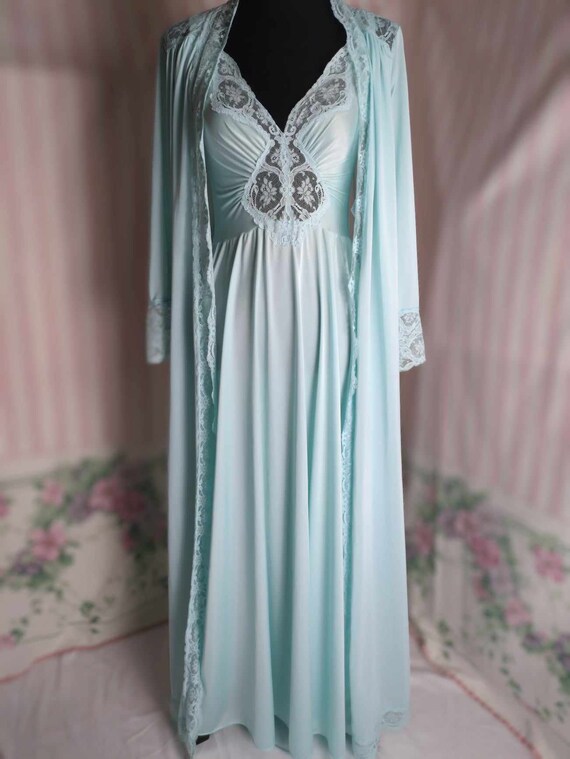 Olga Vintage Nightgown & Matching Robe Set in Light… Gem