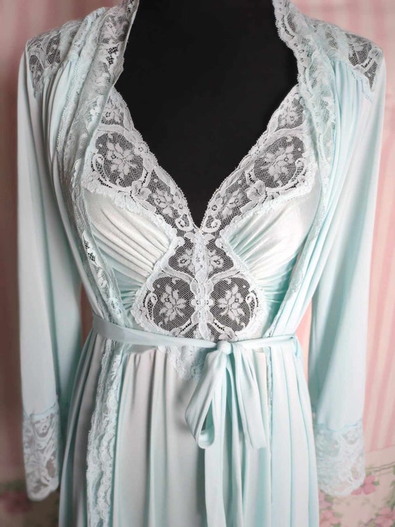 Olga Vintage Nightgown & Matching Robe Set in Light… Gem