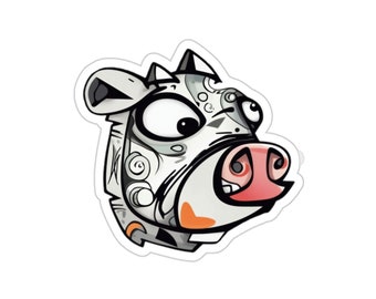 Pigasso - Grubby Stickers, Ugly Stickers, Abstract Stickers, Pigasso Sticker, Cubist Sticker, Cubism Sticker, Pig Sticker, Artist Sticker