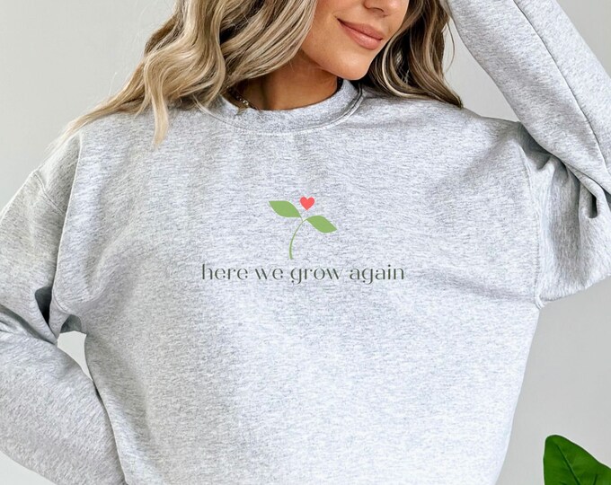 Here We Grow Again Sweatshirt, Pregnancy Sweatshirt, Maternity Sweatshirt, Maternity Gift, Mom Sweatshirt, Pregnancy Reveal Sweatshirt