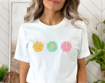 Bright Flower Shirt, Floral T-Shirt, Gift For Her, Spring Floral Tee, Flower Shirt, Cute Bright Flowers Shirt, Nature Lover Gift