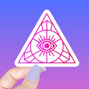 Third Eye Triangle STICKER, waterproof vinyl die cut decal, sacred geometry intuitive eye, all seeing eye, beautiful divine mystic gift!