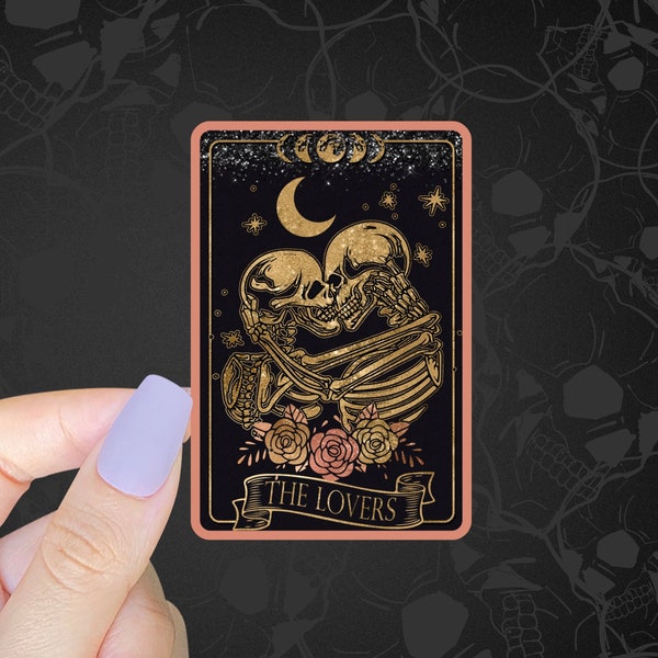Gothic Lovers Tarot Card STICKER! Celestial romance with a touch of spiritual divination. Embrace your sacred darkness!