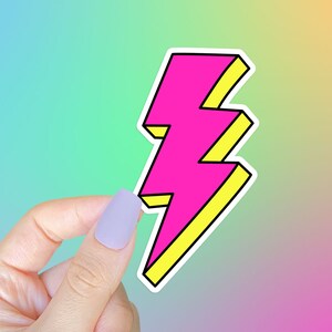 80s Hot Pink Lightning Bolt STICKER - die cut sticker, 80s 90s pop culture, retro style, 80s 90s nostalgia, 1980s, 1990s, 80s kid, 90s kid