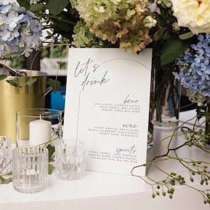 DIY Wedding Bar Sign | Editable Modern Drink Sign | Wine, Beer, Spirits | Let&#39;s Drink | Instant Download Easy to Use Print at Home