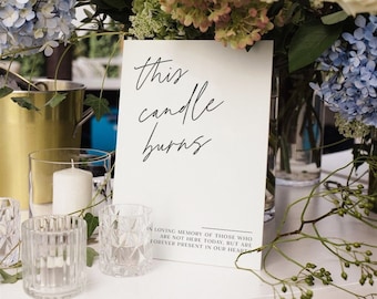 Memorial Sign | This Candle Burns Sign | Loved Ones Sign | Minimalist Wedding Sign