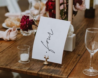 Table Numbers | Wedding Table Number | Minimalist Table Number | Cursive Table Number