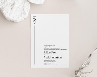 DIY Wedding Invitation Template | Modern Custom Wedding Invitation | Customizable Editable Print at Home Invitation Download | Chloe