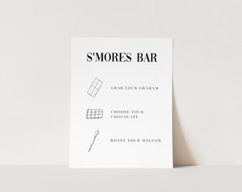 S'mores Bar Sign | Editable DIY S'mores Sign | Cute Wedding Shower Sign | Reception Dessert Table Sign | Instant Download | Build a S'more