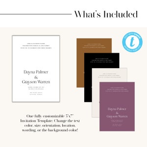DIY Wedding Invitation Template Modern Custom Wedding Invitation Editable Customizable Print at Home Download Dayna image 3